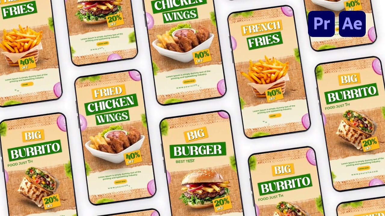 Free Food Promo Instagram Story Template | After Effects Download for Cafes & Restaurants