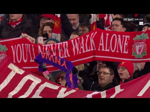 'You'll Never Walk Alone' drowns out the Champions League anthem! Incredible Anfield atmosphere