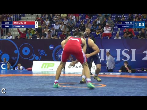 1/8 FS - 76 kg: M. CIKMAZ (TUR) df. M. RAHIMOV (UZB), 6-2