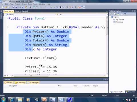 Visual Basic 2010 Express Tutorial 29 Making A Class