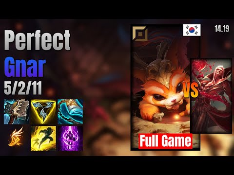 Perfect Top Gnar vs Vladimir lol KR solo rank Full Game 14.19