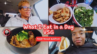 VSG What I Eat in a Day FAST FOOD EDITION! | Dunkin | Chick-fil-A | Panda Express | High Protein
