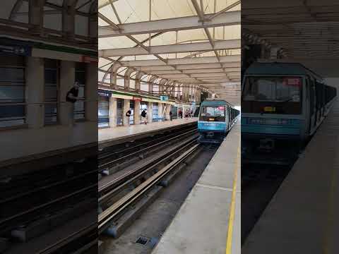 Metro de Santiago Línea 5 (NS93) ingresando a Estación Monte Tabor