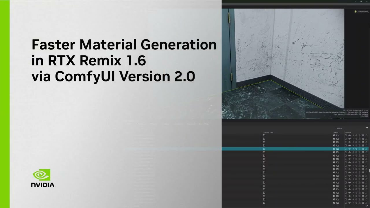 Watch: Faster Material Generation in RTX Remix 1.6 via ComfyUI