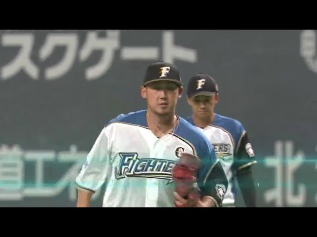 【1回表】ファイターズ・中田 ライン際の鋭い打球を横っ跳び!! 2018/6/12 F-T