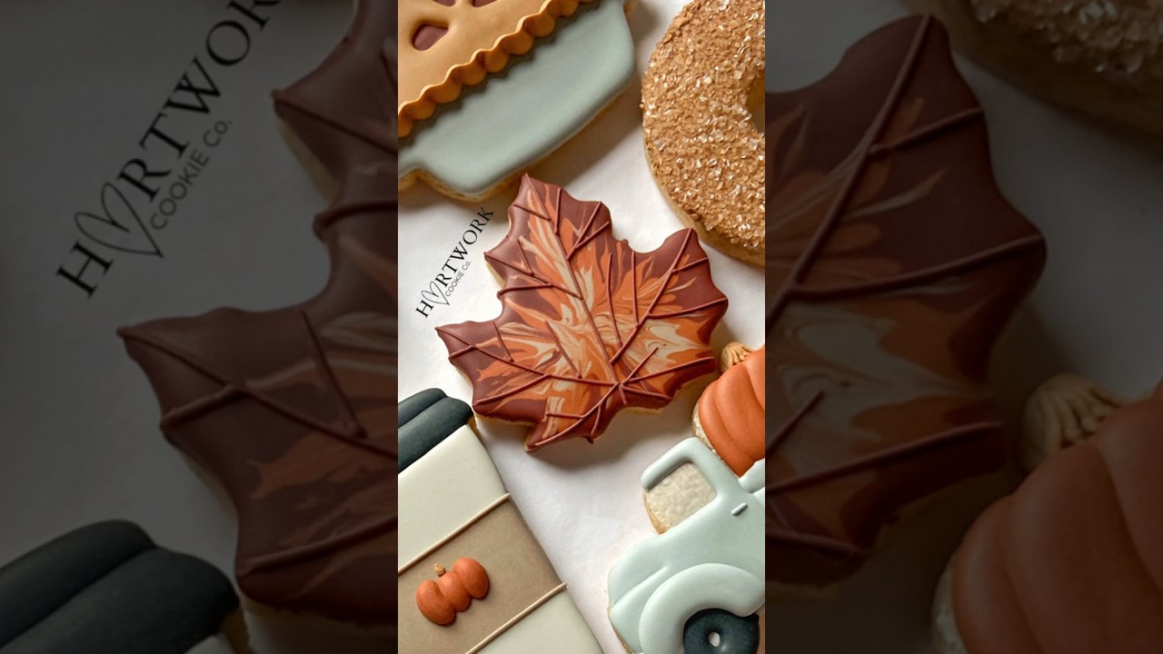 🍁Maple Leaf Cookies🍁 #cookies #fallcookies #fallvideos #cookiedecorating #cookieart #cookievideo