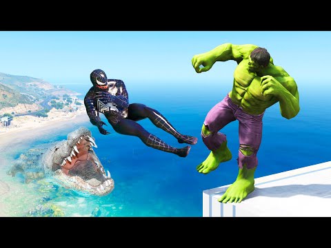 GTA 5 Water Ragdolls Hulk vs Venom Jumps/Fails (Euphoria Physics Funny Moments)