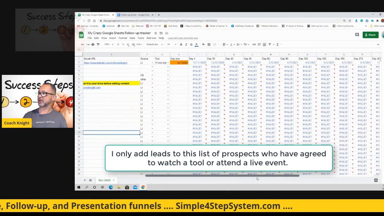 My Crazy Follow up Google Sheets Lead Tracker