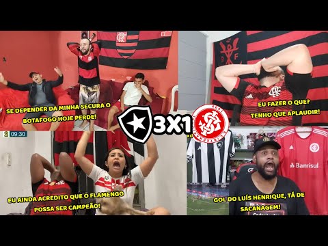 REAÇÕES FLAMENGUISTAS SECANDO O FOGÃO! | BOTAFOGO 3X1 INTERNACIONAL | VAMOS RIR 🤣