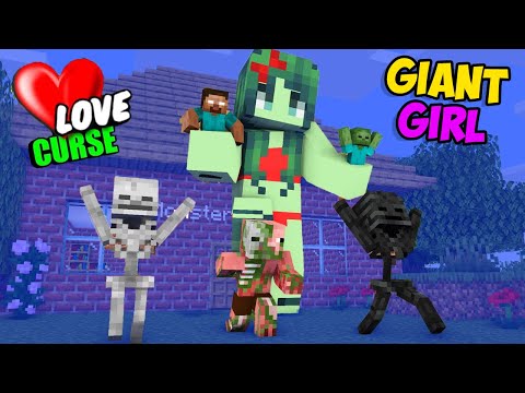 Monster School : Giant Zombie Girl Love Curse CHALLENGE - Minecraft Animation