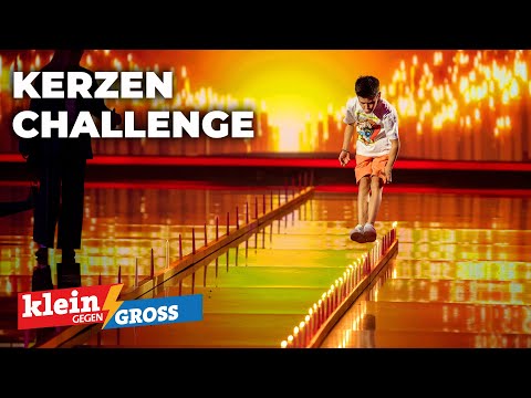 Brennende Kerzen mit den Füßen löschen! | Klein gegen Groß