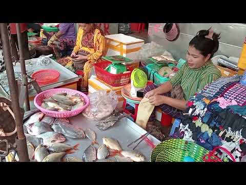 Amazing CAMBODIAN Street Food Chbar Ampov Market Sec  Plenty Vegetables, fruit, fish.