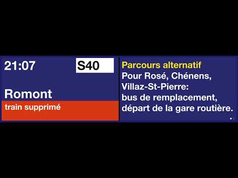 annonce CFF/SBB Ansage • S40 Romont • Dégats par les intempéries / Unwetterschäden