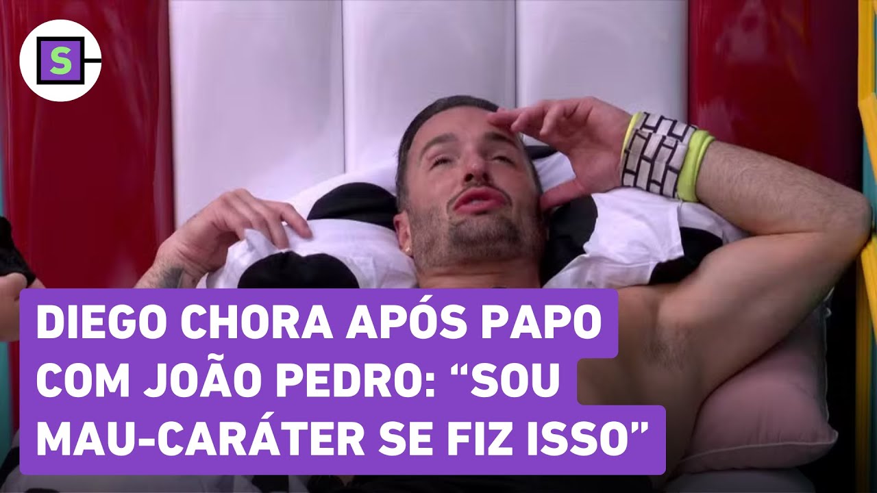 BBB 25: Diego chora após papo com João Pedro e desabafa: “Sou mau-caráter se fiz isso”