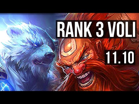 VOLIBEAR vs GRAGAS (TOP) | Rank 3 Voli, 3/1/3 | BR Challenger | v11.10