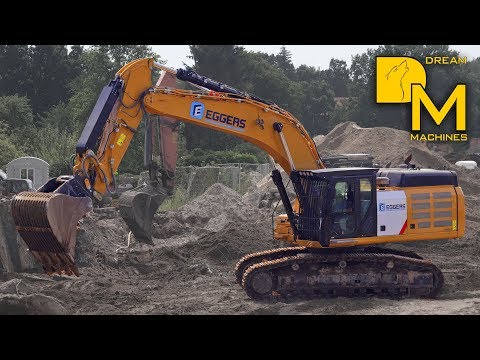 EXCAVATORS CATERPILLAR 352F HITACHI ZAXIS 350 DEMOLITON WORK ON SHIPBUILDING YARD DREAM MACHINES