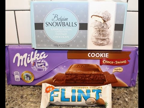 Belgian Snowballs, Milka Choco-Swing Cookie & Flint Candy Bar Review