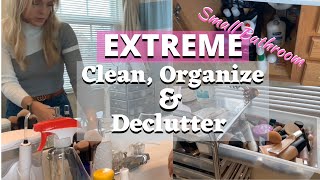 **Realistic** Bathroom Clean & Organize | Small Bathroom Cleaning Motivation