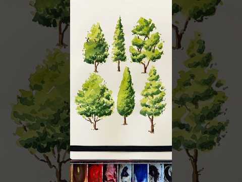 Tree practice in watercolor #watercolor #watercolortutorial #sketchbook