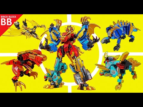 4 in 1 Combiner : World Dinosaur ⚡️ Speed Build how to make a Lego Transformers Sembo Block 205074