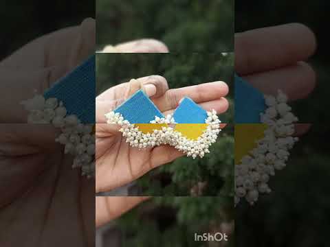 Vintage-Inspired Fabric & pearl Dangler Triangle shaped Earrings