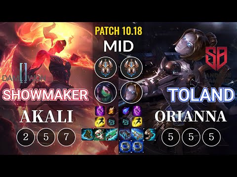 DWG ShowMaker Akali vs SB TolanD Orianna Mid - KR Patch 10.18