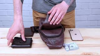 Сумка крос боді 20402 сіро- Vintage коричнева