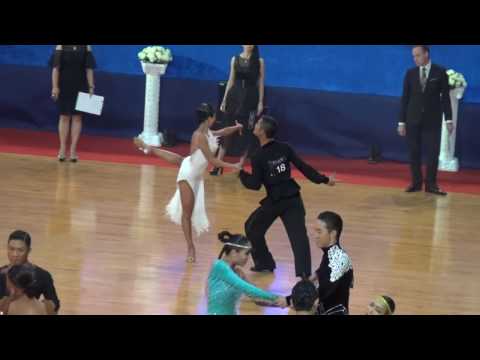 Jenly Chan,rumba in white dress,2014 WDC Guangzhou,China