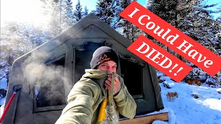 HOT TENT CAMPING FAIL I COULD HAVE DIED WHEN HORI 5 STOVE FAILED