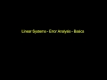 Numerical Solutions Of Linear Systems Error Analysis