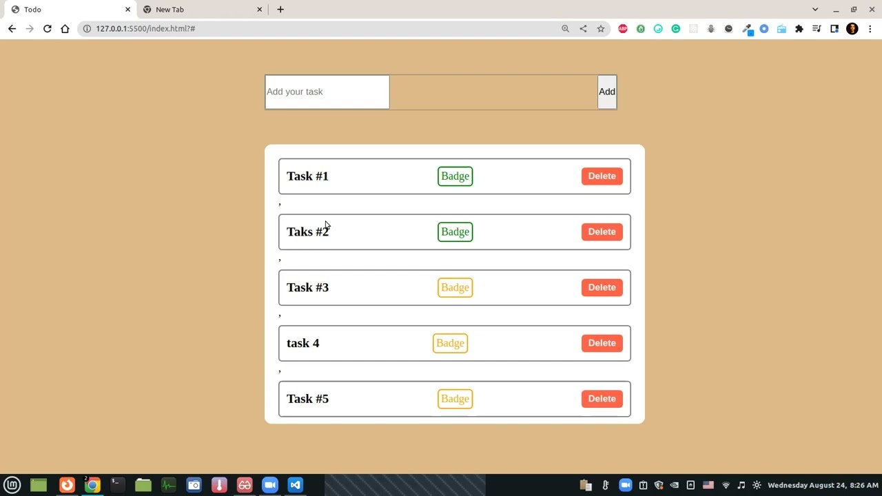 the ToDo Project - add delete event listener to delete button