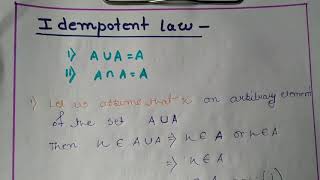 Idempotent law || laws of set theory||idempotent law proof || set theory