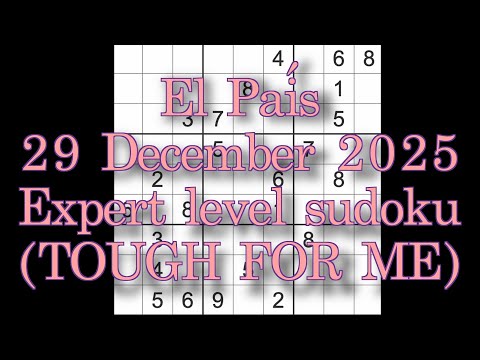 Sudoku solution – El País 29 December 2025 Expert level