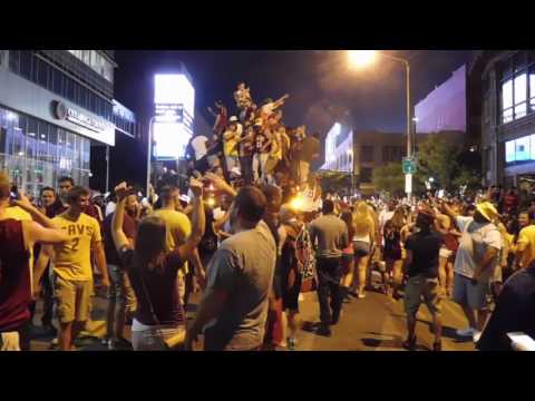 Downtown Cleveland the night the Cavs won the championship