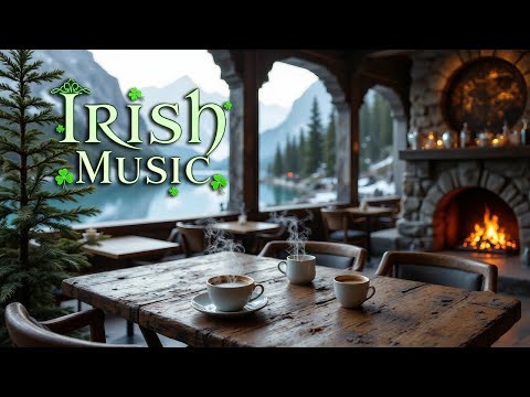 Irish Music 4K | Relaxing Celtic Coffee Shop Ambience | Cozy Fireplace & Calm Melodies