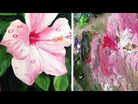 Oil Painting Timelapse | Hibiscus with water drops