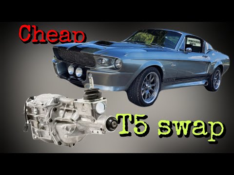 Classic mustang t5 transmission swap cheap and easy way.