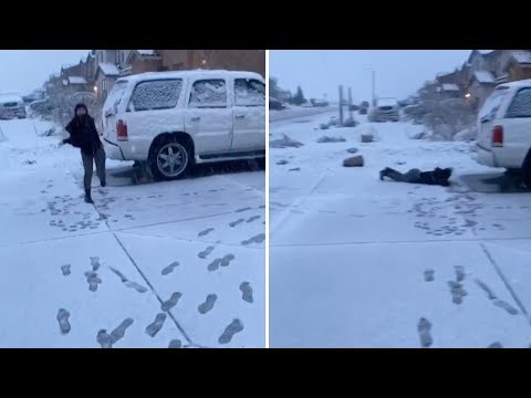 Hilarious Faceplant During Snowball Fight