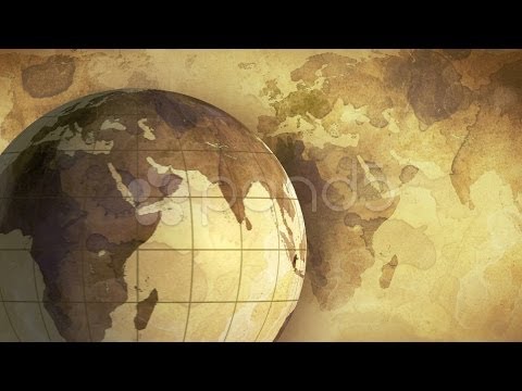 vintage rotating globe and map of the world loopable background. Stock Footage