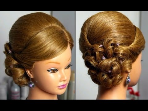 Прическа на средние волосы. Вечерняя, на выпускной