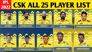 IPL 2022 CSK Squad After Auction 2022 | Chennai Super Kings All Player List  & Their Price