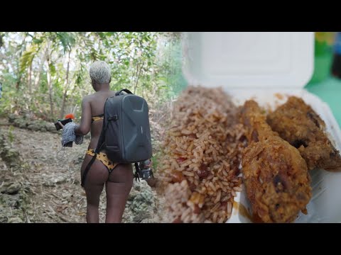 Jamaican Beach Street Food Fried Chicken and Rice & Peas