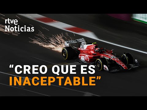 CARLOS SAINZ destroza su FERRARI con una ALCANTARILLA en el GP de LAS VEGAS | RTVE Noticias