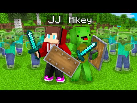 mikey_turtle - Mikey and JJ vs INVISIBLE ZOMBIES Survival Battle in Minecraft (Maizen)