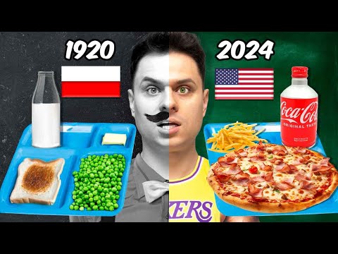 WE'RE EATING 100 YEARS OF SCHOOL FOOD! POLAND VS USA 🇵🇱🇺🇸