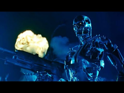 terminator 2 el juicio final 1991 escena cyberdyne metralletas vs policías latino