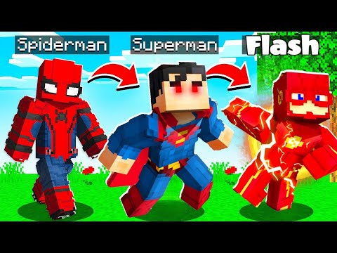 RED - MINECRAFT MANHUNT: SHAPESHIFT TO SUPERHEROES EVERY MINUTE!