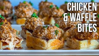 Low-Carb Hi-Protein Chicken & Waffle Bites / Meriendas de Pollo y Gofres