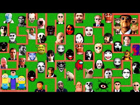 How to escape SURVIVAL MAZE with 100 NEXTBOTS in MINECRAFT animation OBUNGA gameplay coffin meme