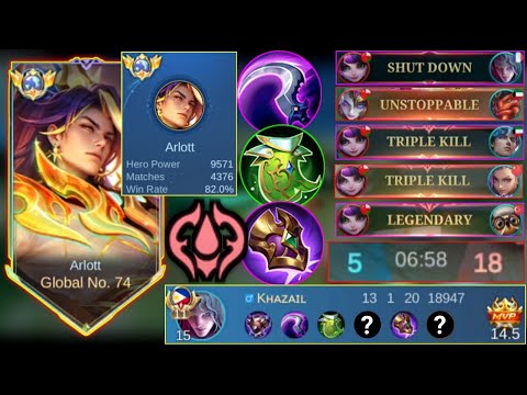Global Arlott impossible epic Comeback hard carry Using the new Meta build!!(You must try it) | MLBB